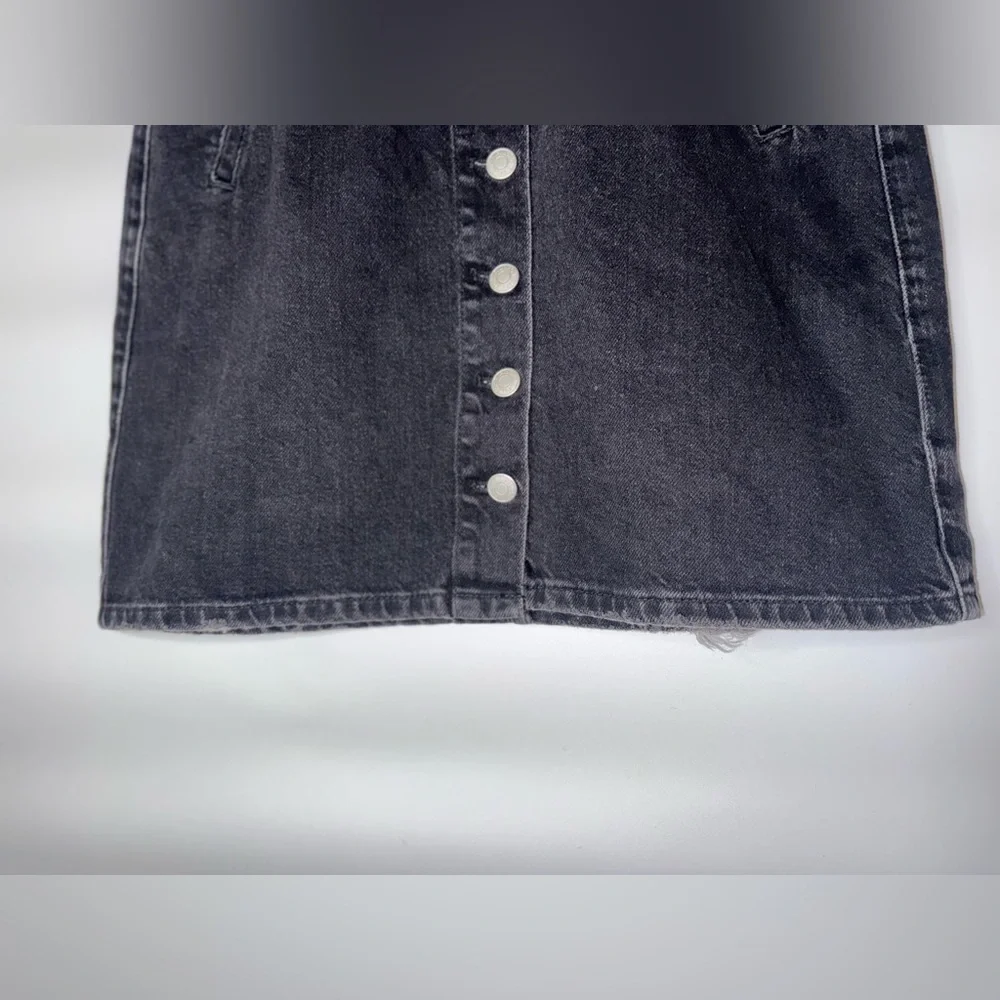 Pilcro Black Button-Front Denim A-Line Skirt- Size 4 - Picture 3 of 10